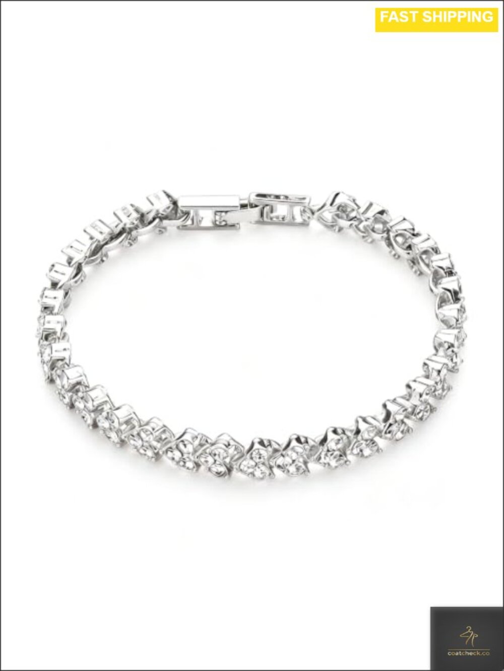 Titanium Steel Tennis Bracelet 7" Cubic Zirconia Stackable